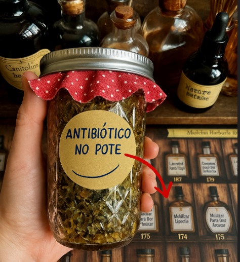 Infusão herbal em frasco para dores musculares