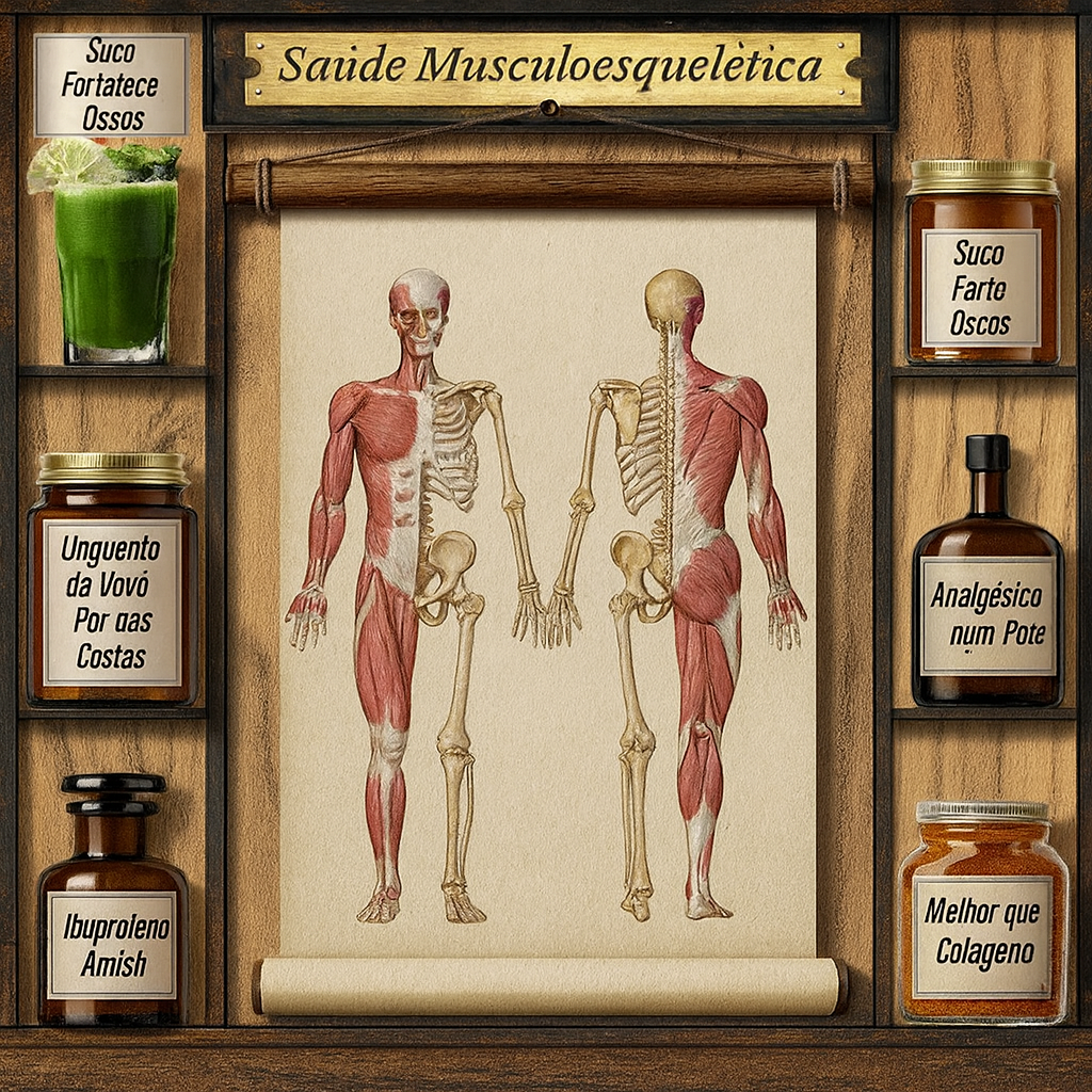 Diagrama musculoesquelético com prateleira do apotecário