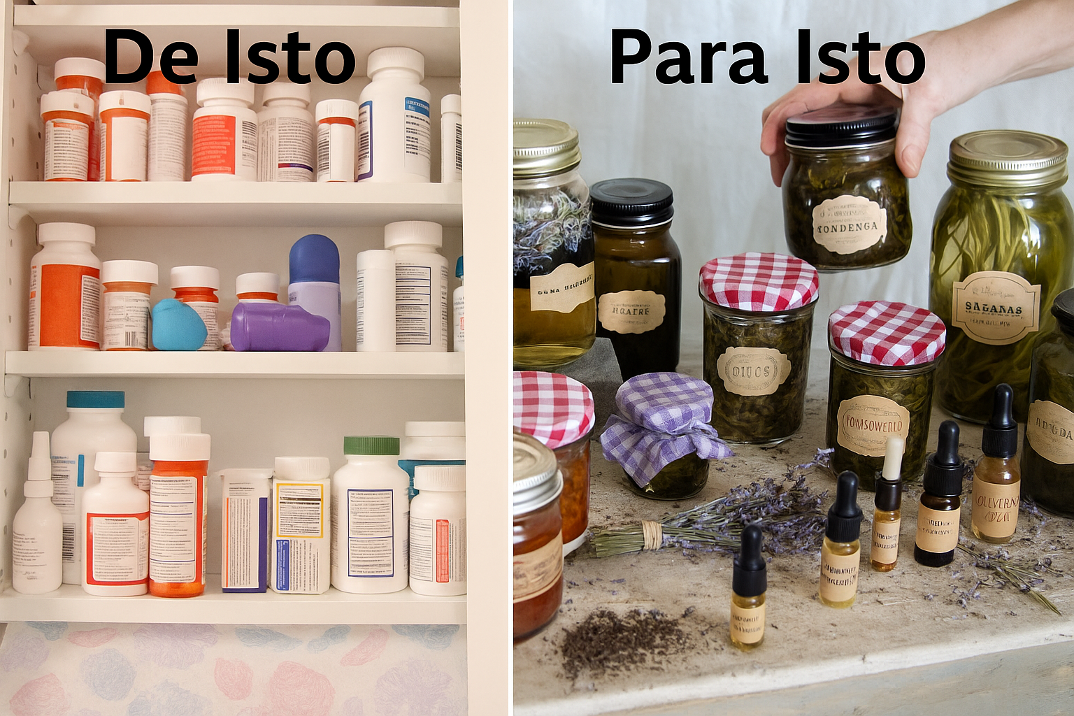 Antes e depois: remédios industriais para apotecário caseiro