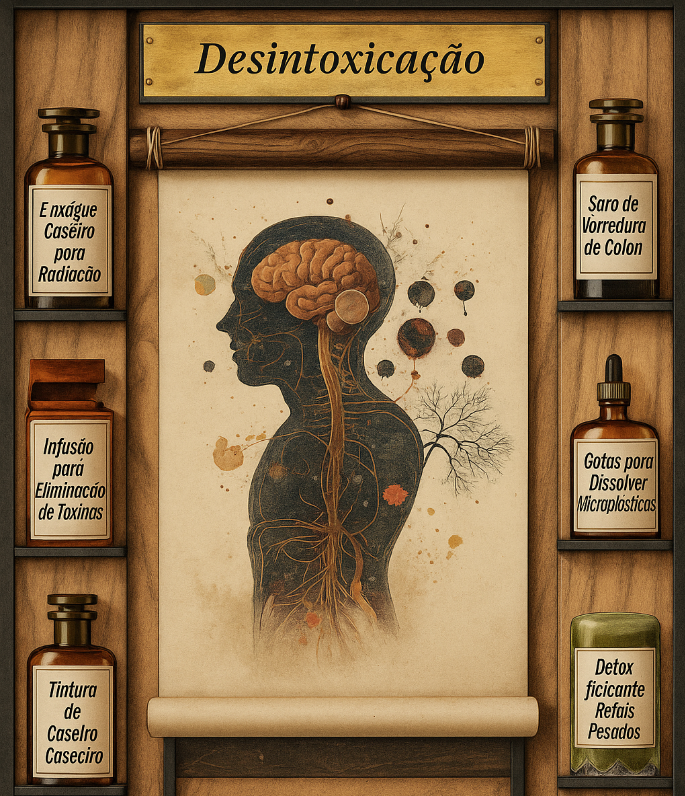 Prateleira temática com pôster de desintoxicação